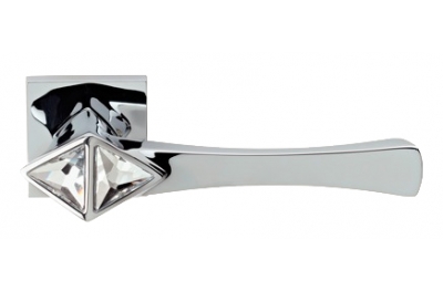 Cometa Chrome Poli Poignée de Porte sur Rosette Linea Calì Crystal