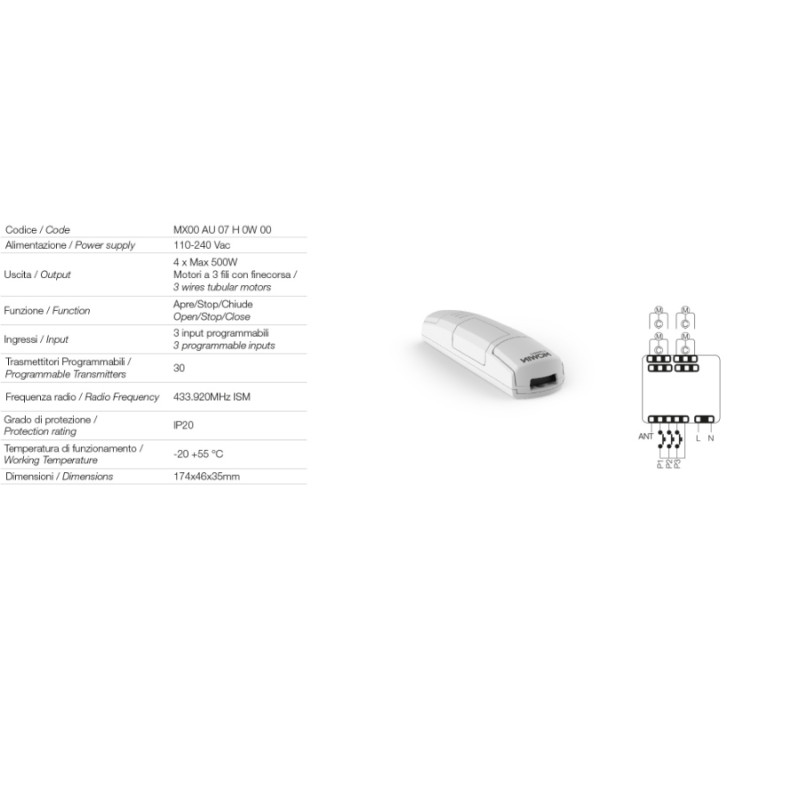 Comunello AF 840 Centrale de Commande pour Actionneurs 110–240 V