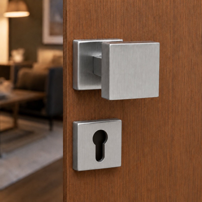 Arieni 909 Paire de Boutons de Porte Carrés 55x55 mm Décentrés