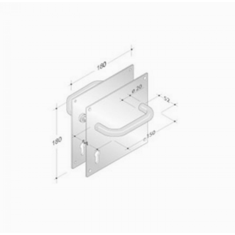 de poignées de plaque paire PBA 2027/2001 acier inoxydable AISI 316L