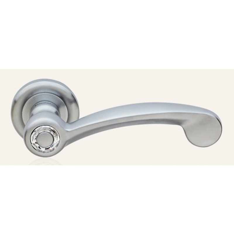 Cosmic Chrome Satiné Poignée de Porte sur Rosette Linea Calì Crystal
