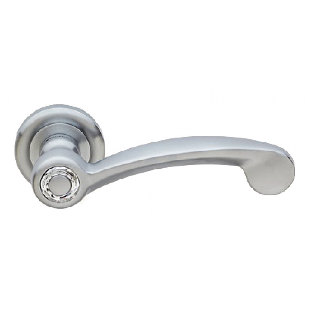 Cosmic Chrome Satiné Poignée de Porte sur Rosette Linea Calì Crystal