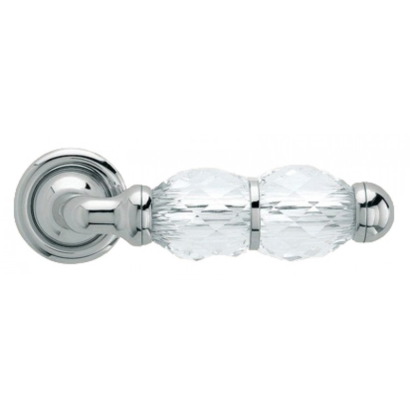 Crystal Chrome Poli Poignée de Porte sur Rosette Linea Calì Crystal