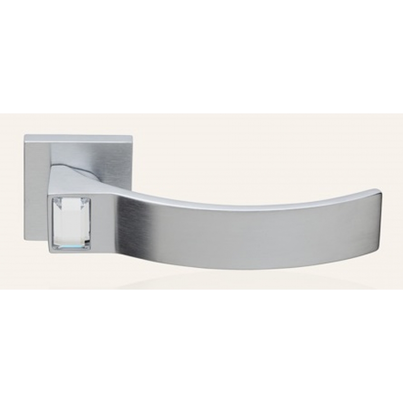 Elios Crystal Chrome Satiné Poignée de Porte sur Rosette Linea Calì Crystal