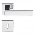 Poignée Alba en chrome poli et satiné pour porte, design Rosette Fabriqué en Italie, Colombo Design