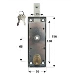 FASEM 109 Serrure pour Porte Basculante Distance Clé 73 mm avec Levier Intérieur