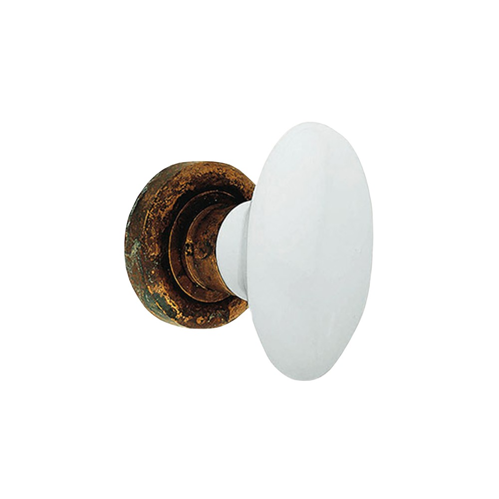 Flavia 685 RO 102 Bouton de porte Line Calì en laiton vieilli avec poignée en porcelaine blanche