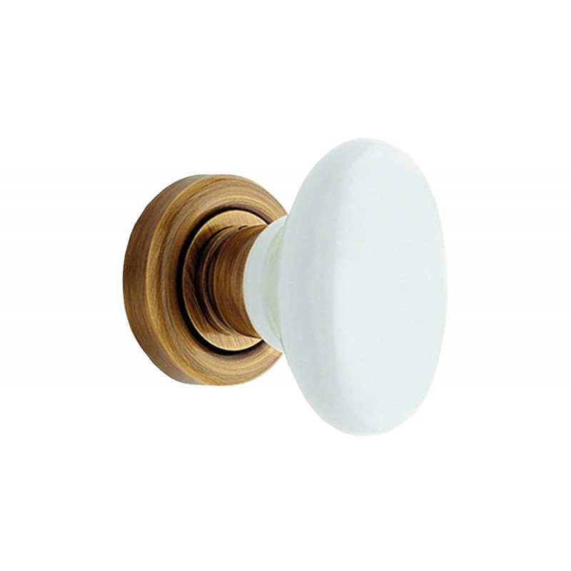 Flavia 685 RO 102 OG Bouton de porte pour poignée en laiton brossé Calì avec manche en porcelaine blanche