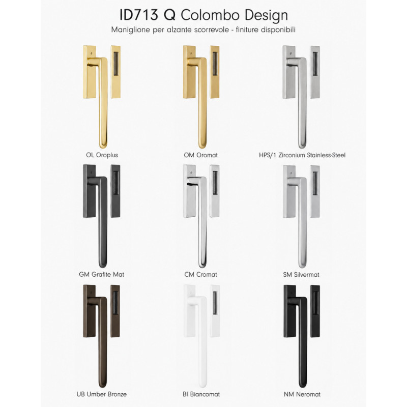 ID713 Q Colombo Poignée pour Porte Levante Coulissante en Laiton