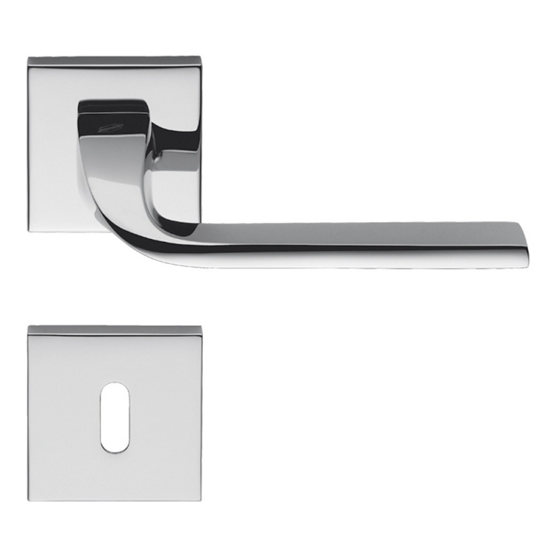 Poignée de porte Ellesse en chrome poli sur rosette Studio Bartoli pour Colombo Design