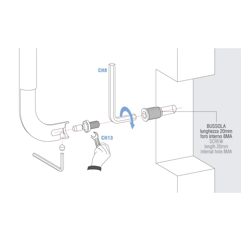 Kit de fixation universel non traversant pour poignée design Colombo pour portes en aluminium blindées en PVC