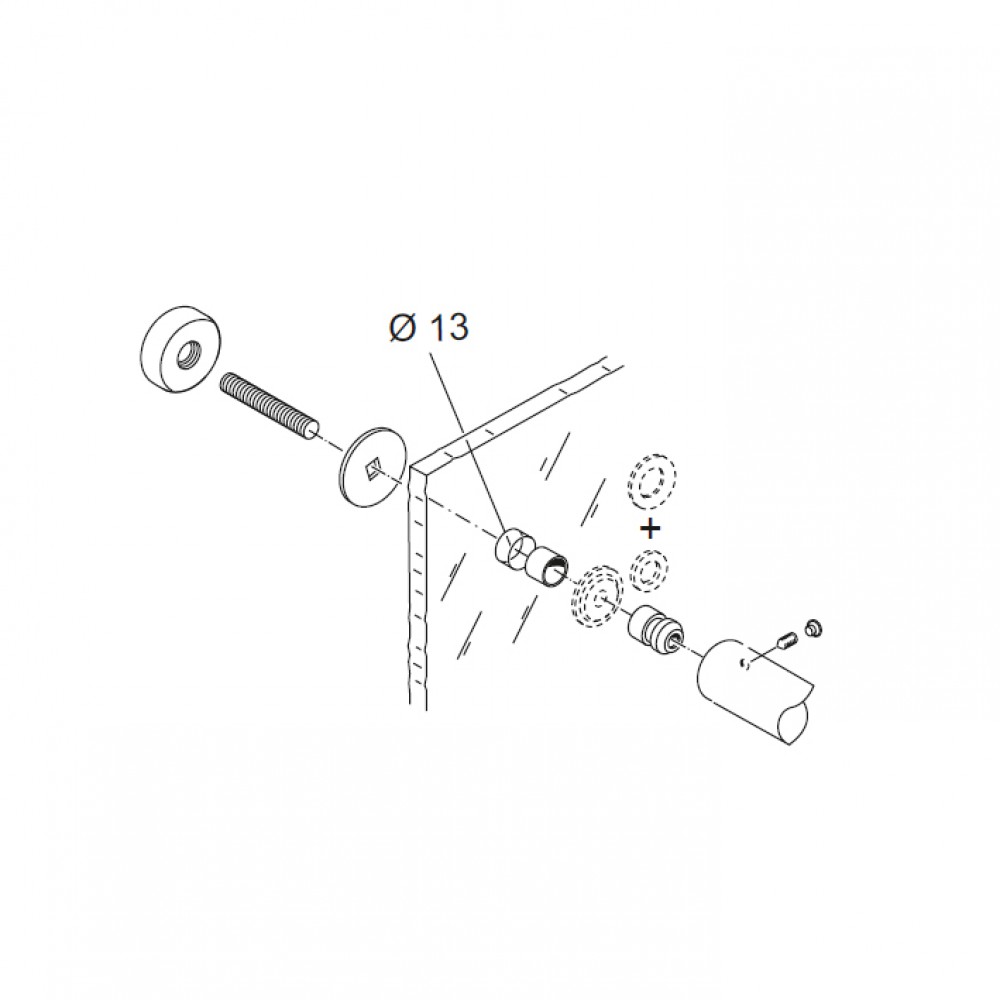 Kit de fixation pour poignées 02 PBA Chambre boucles portes en verre