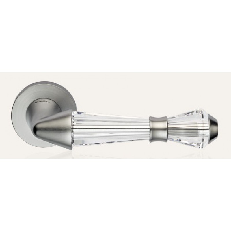 Luce Chrome Satiné Poignée de Porte sur Rosette Linea Calì Crystal