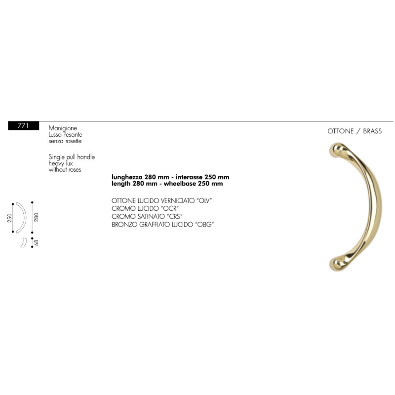 Poignée de Tirage pour Porte Arieni Lusso 771 280 mm Longueur