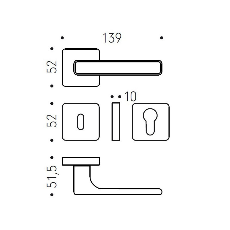 MOOD DUE Q COLOMBO Poignée Colorée avec Rosace Carrée