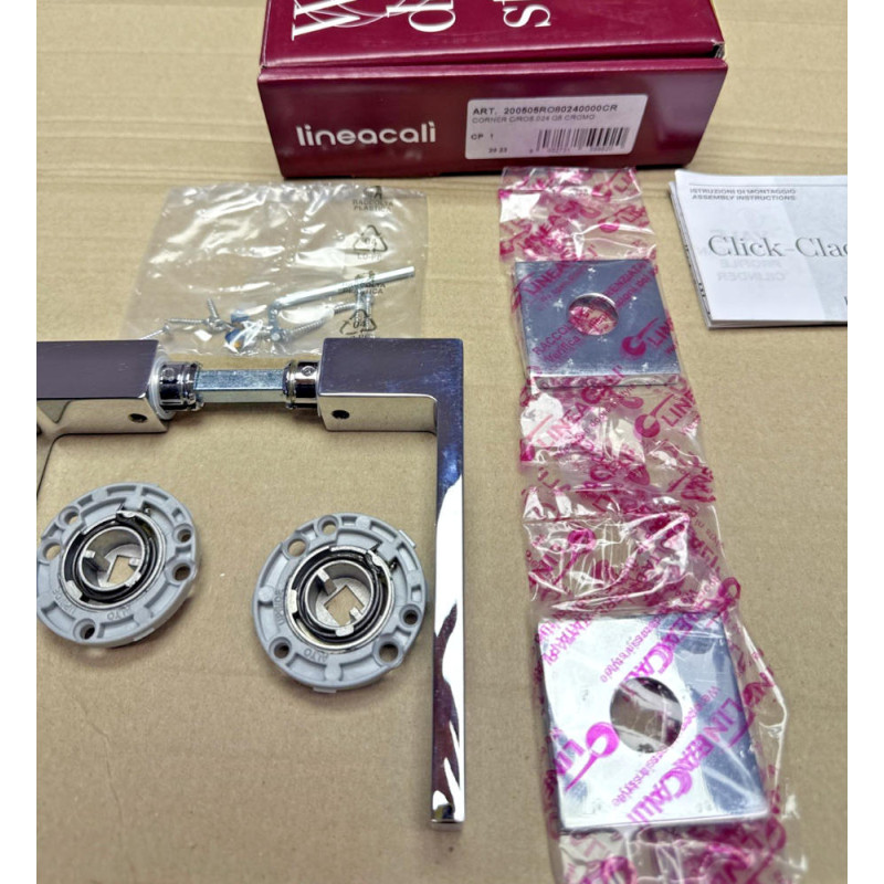 Poignée Corner Zincral Linea Calì Finition Chrome Poli sur Rosace