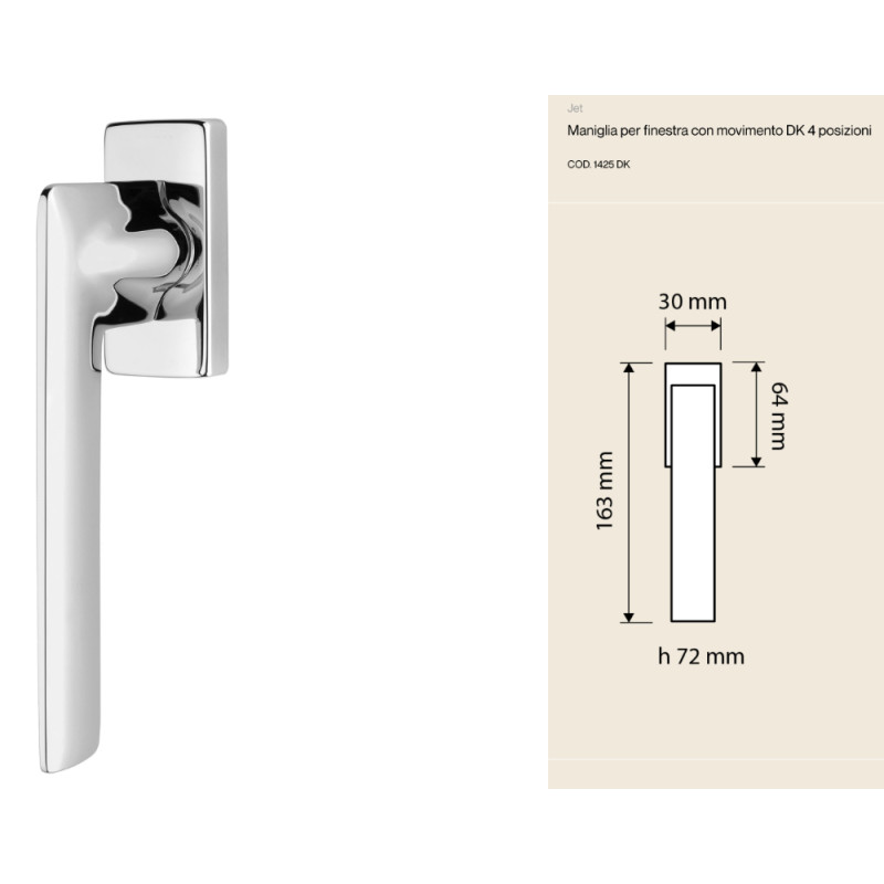 Poignée de Fenêtre Jet Linea Calì avec Poignée Fine DK