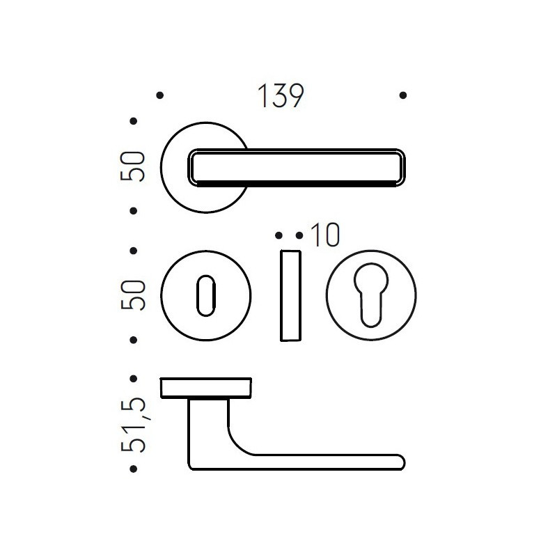 Poignée de Porte DUE COLOMBO DESIGN MOOD Rosace Ronde