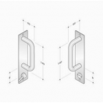 poignée fixe sur plaque en acier inoxydable PBA rectangulaire 2211 AISI 316L