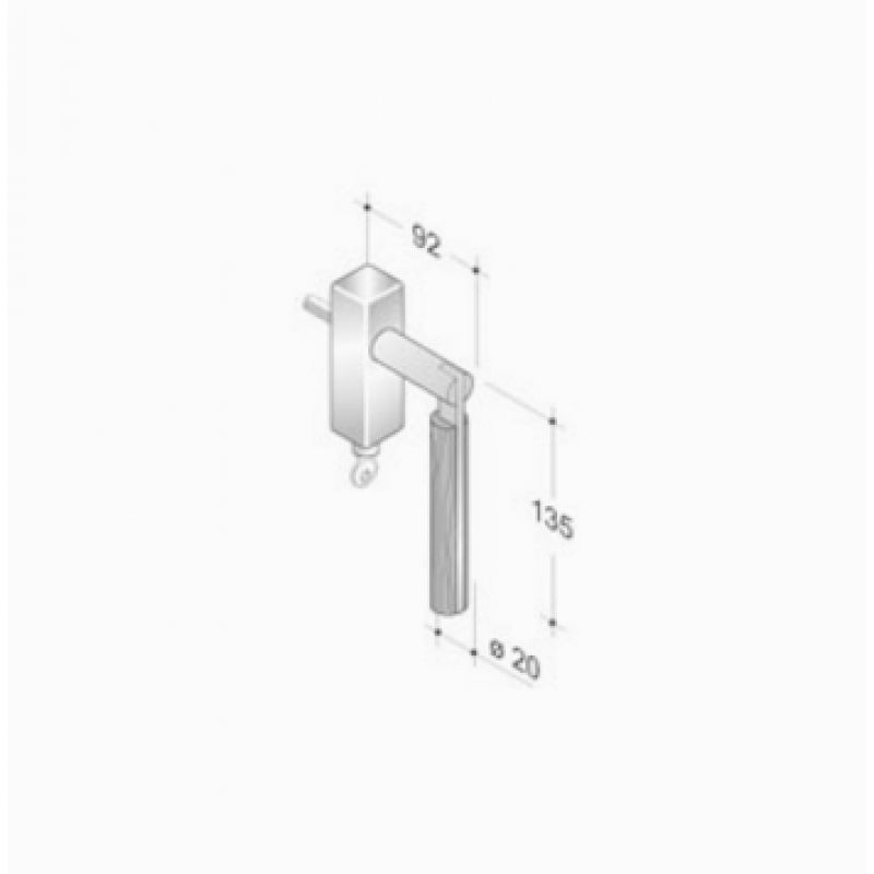 Poignée de fenêtre PBA 2002.YOD.DK bois et en acier inoxydable AISI 316L