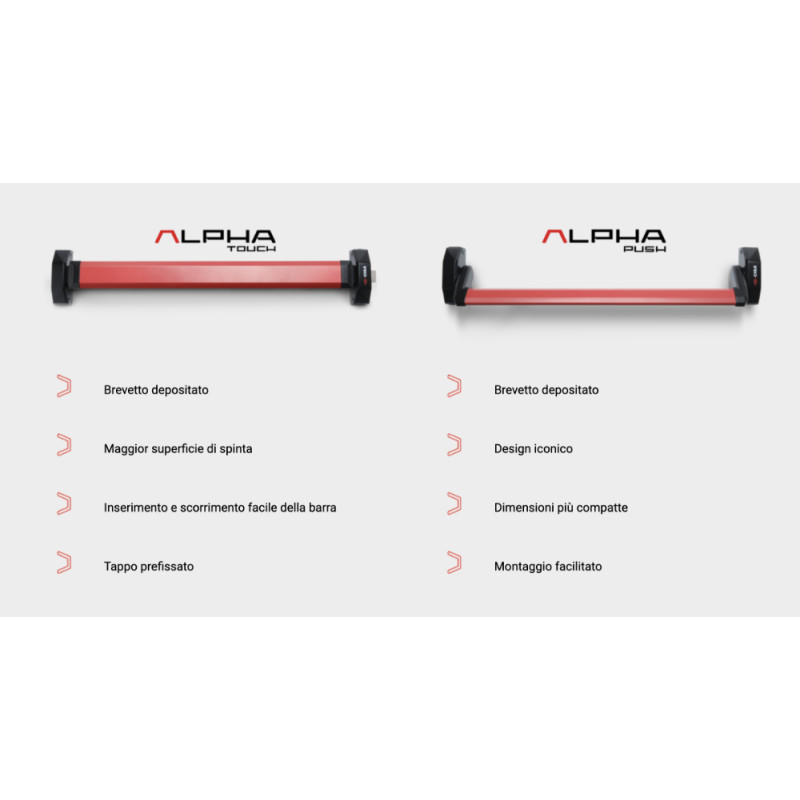 Barre Antipanique CISA ALPHA TOUCH ou PUSH en Applique