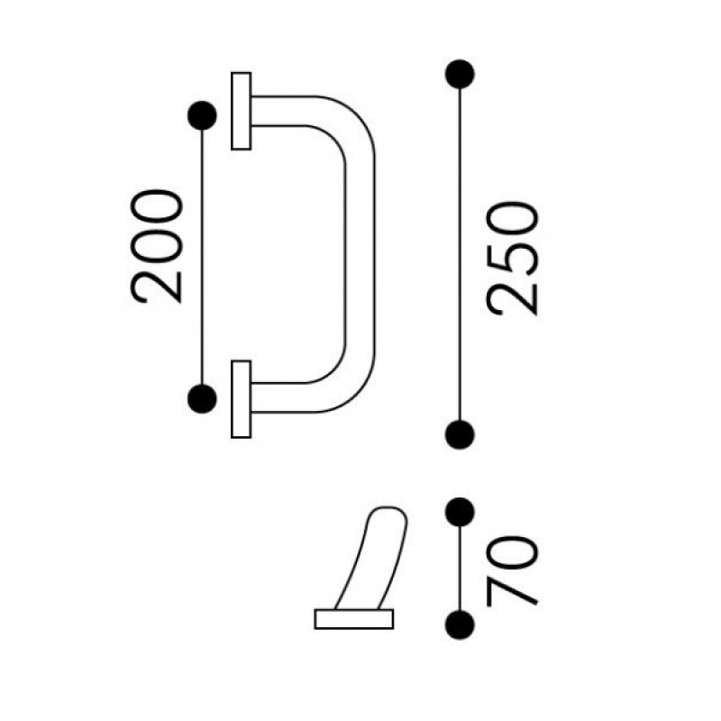 Poignée de Tirage Courbe pour Porte Arieni 770/E Aba 250 mm Ø45 mm