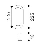 Poignée de Tirage Droite pour Porte Arieni Sliding 970 Sans Rosaces 225 mm