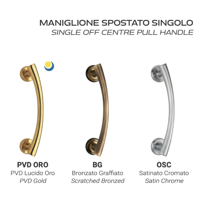Poignée de Tirage en Laiton pour Porte Reguitti Alma avec Rosaces Rondes