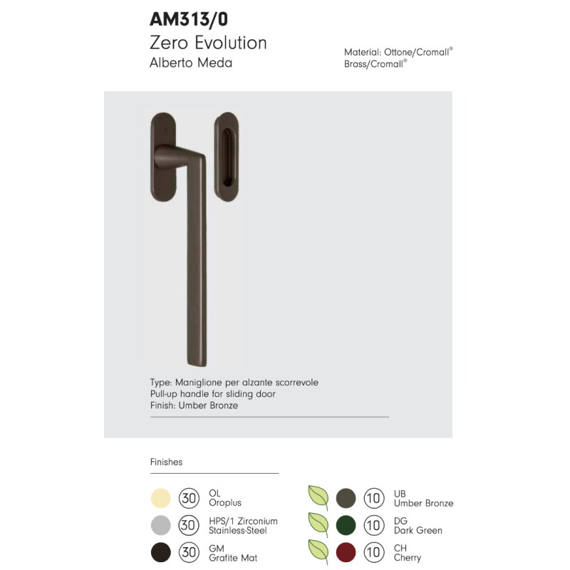 Poignée de Tirage pour Levant Coulissant Colombo Design AM313/0