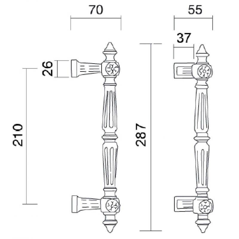 Grandes Poignées Patrizio Laiton Classique Ligne PFS Pasini