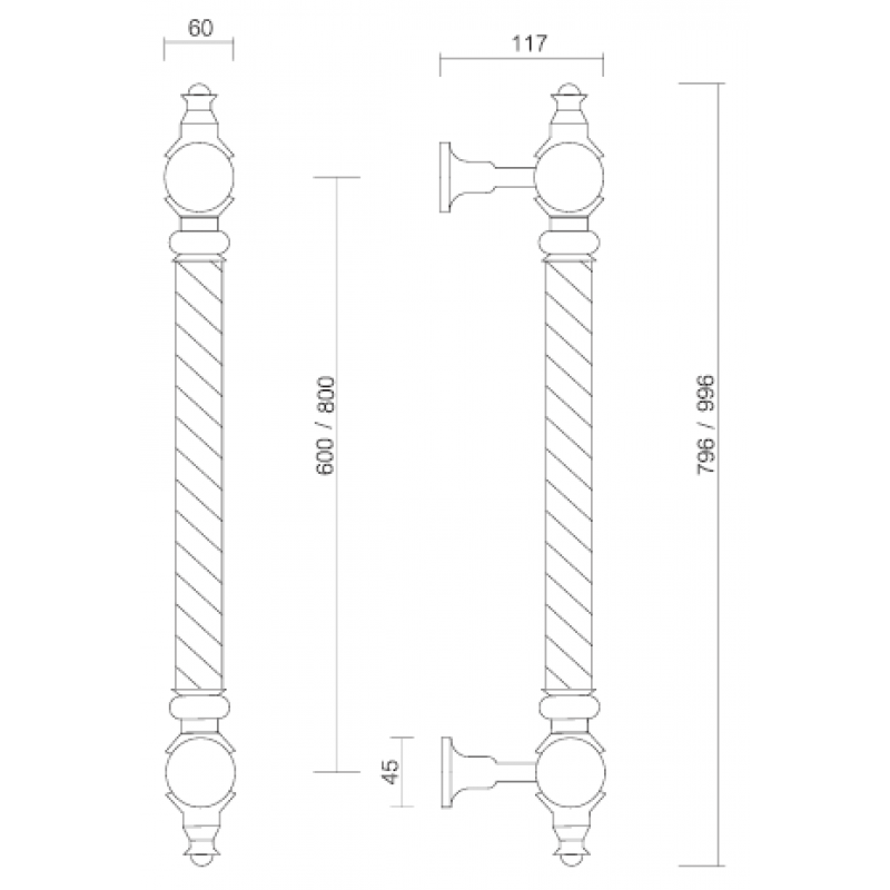 Poignée de Panther laiton forgé Éléments PFS Pasini