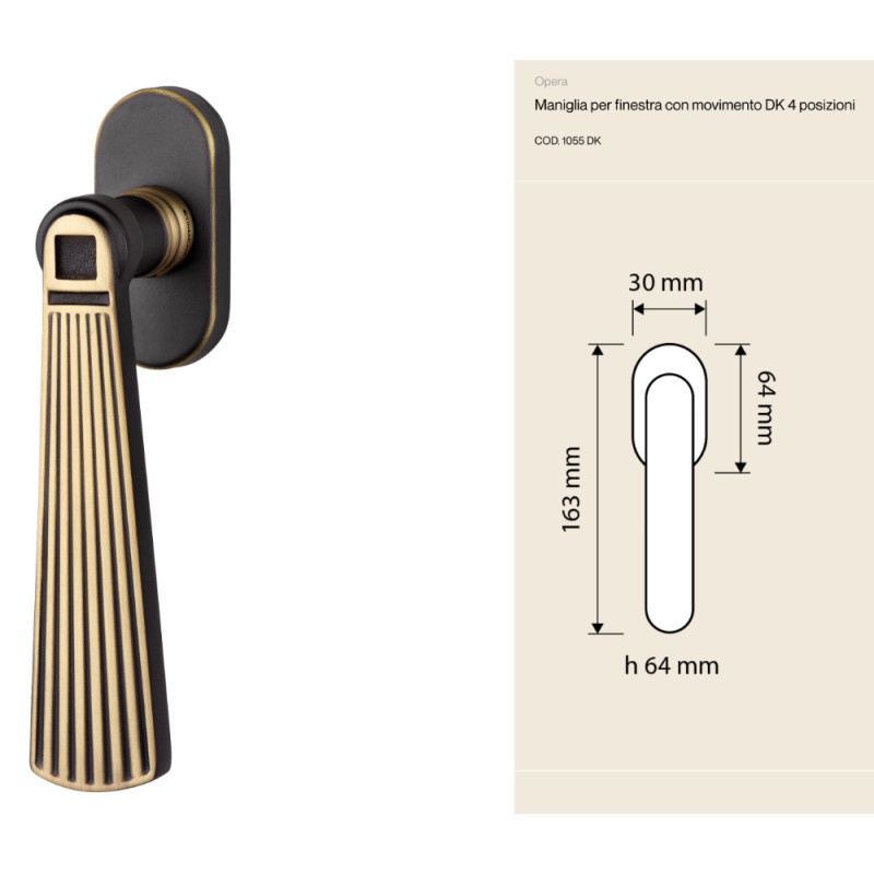 Opera Linea Calì Poignée de Fenêtre DK Collection Néoclassique Vintage