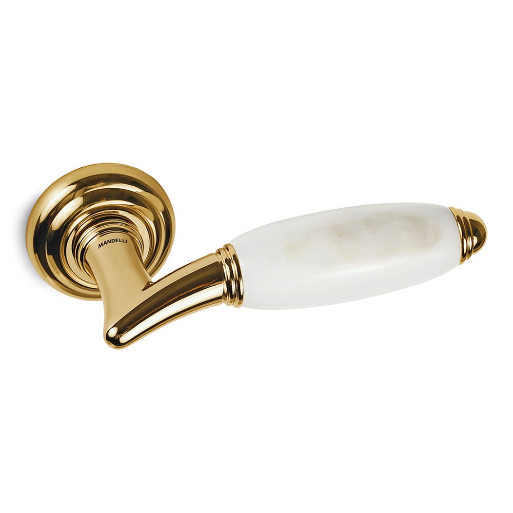 Poignée de porte Paros sur rosace en marbre italien sélectionnée par Mandelli1953