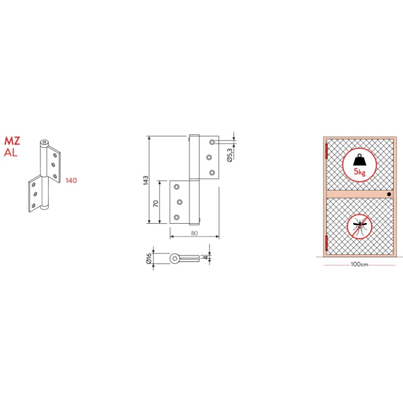 Goupille à Ressort pour Porte Moustiquaire Justor MZ AL 2 Pièces