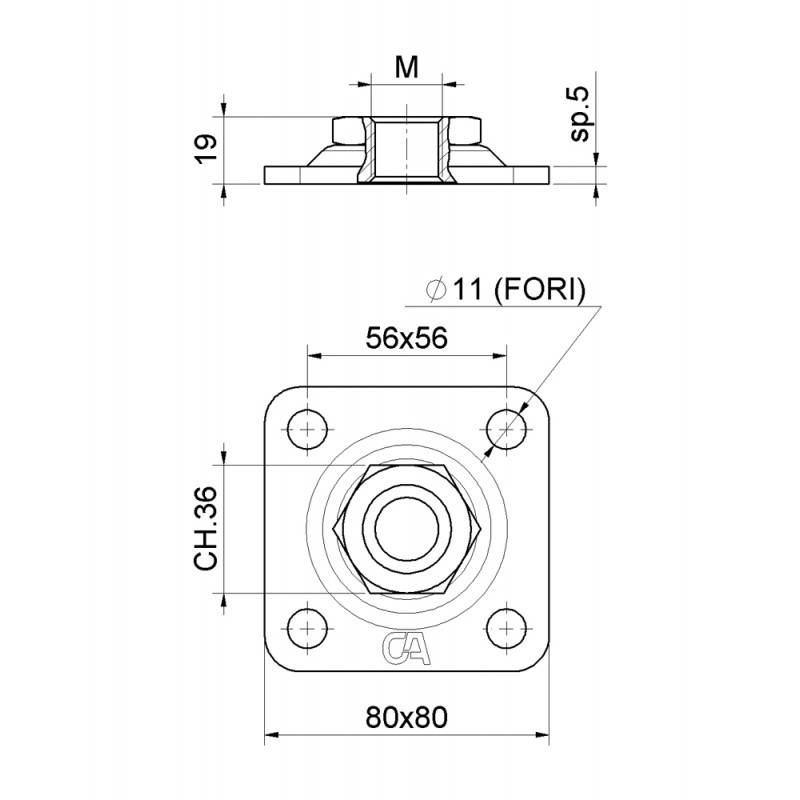 Petite assiette réglable pour Cardini porte battante Combiarialdo
