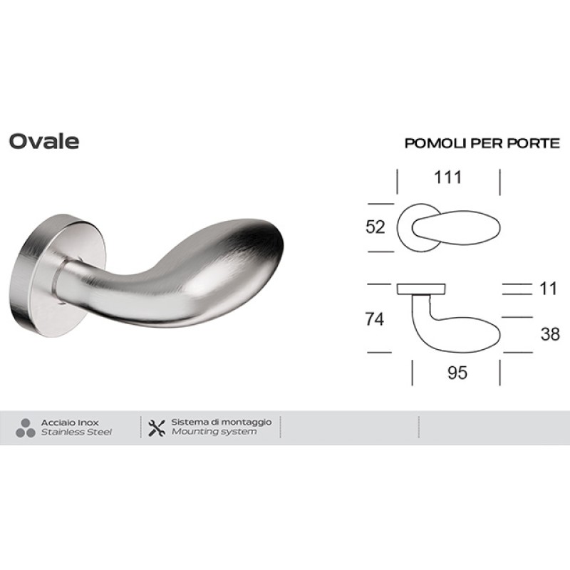 Boutons Rotatifs en Acier Inoxydable Ovale 258 Reguitti