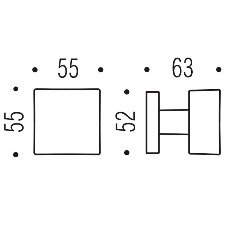 Bouton de Porte Fixe ONE Q MOOD COLOMBO Rosace Carrée 52x52mm