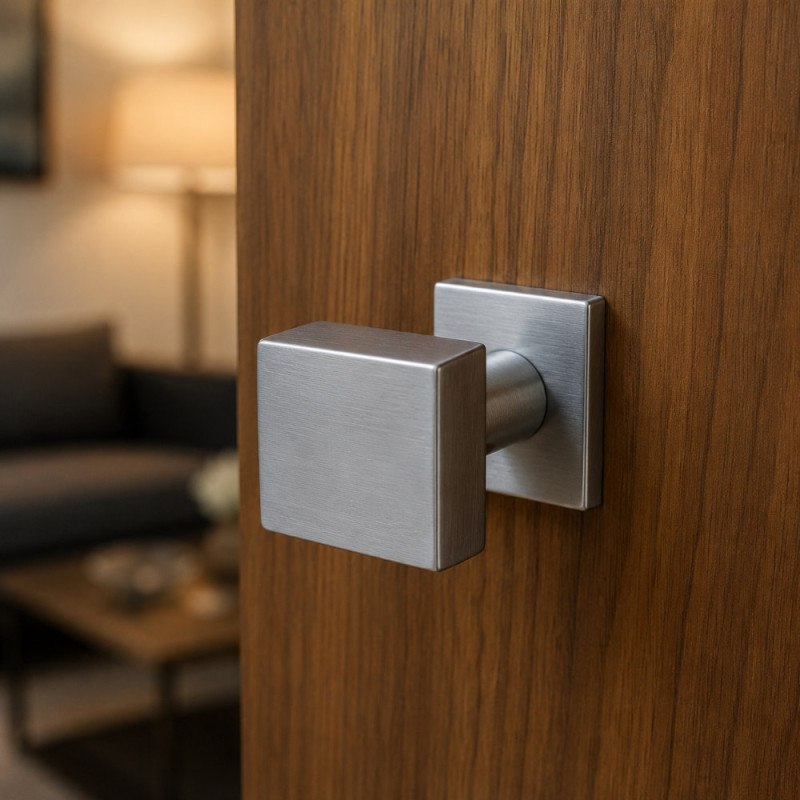 Bouton de Porte Carré Arieni 906 60x60 mm avec Rosace 50x50 mm
