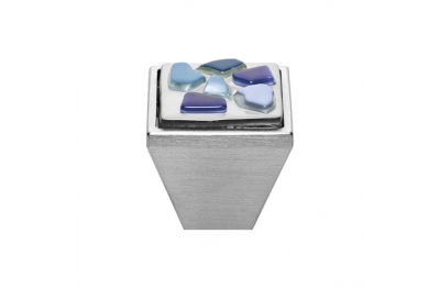 Mobile Linea Cali bouton Cristal BRERA STONE PB CR insert 27 en verre bleu bleu