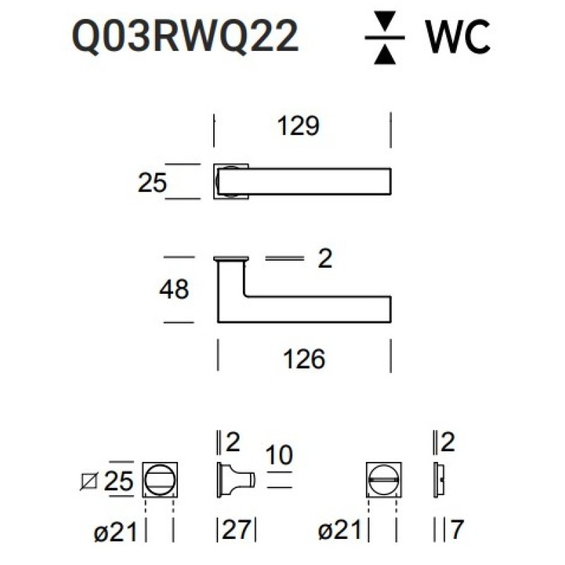 Reguitti Genève Q03 Minimal Q22 Poignée Porte Acier Inoxydable