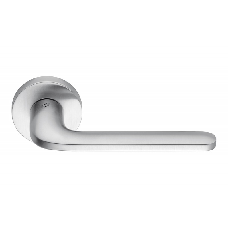 Poignée de porte Roboquattro Chrome Satin sur Rosette Élégante de Colombo Design