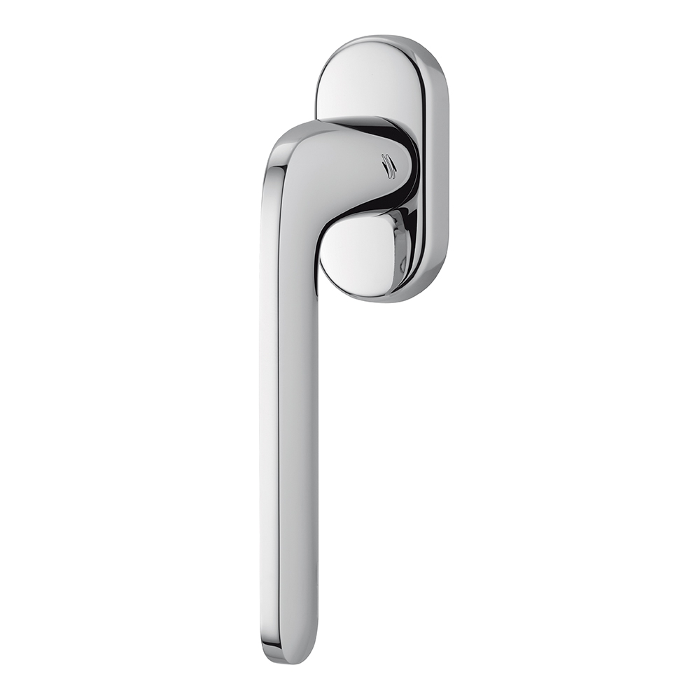 Poignée de porte Roboquattro en chrome poli sur rosace lisse sans coin de Colombo Design