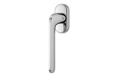 Poignée de porte Roboquattro en chrome poli sur rosace lisse sans coin de Colombo Design