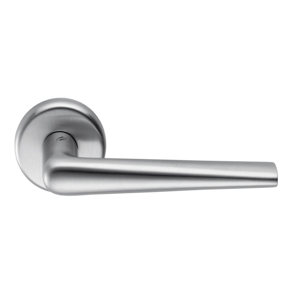 Poignée de porte Robots en Chrome Satiné sur Rosette de Forme Conique par Colombo Design