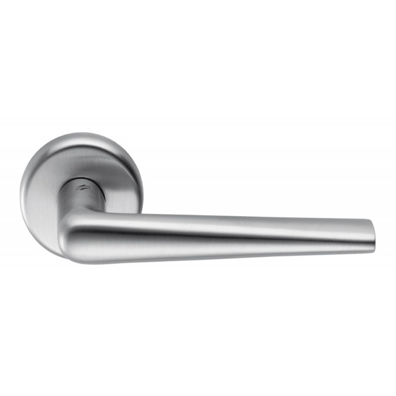 Poignée de porte Robots en Chrome Satiné sur Rosette de Forme Conique par Colombo Design