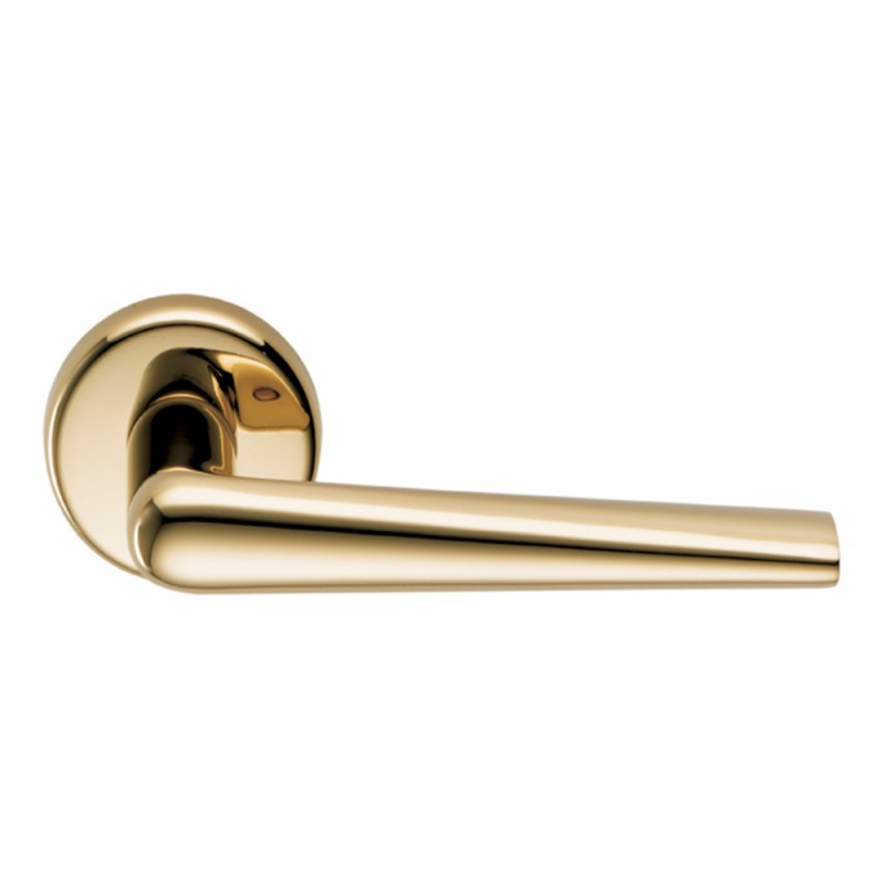 Poignée de porte HPS en zirconium Robots Gold sur rosace pour projets d'architecture de Colombo Design