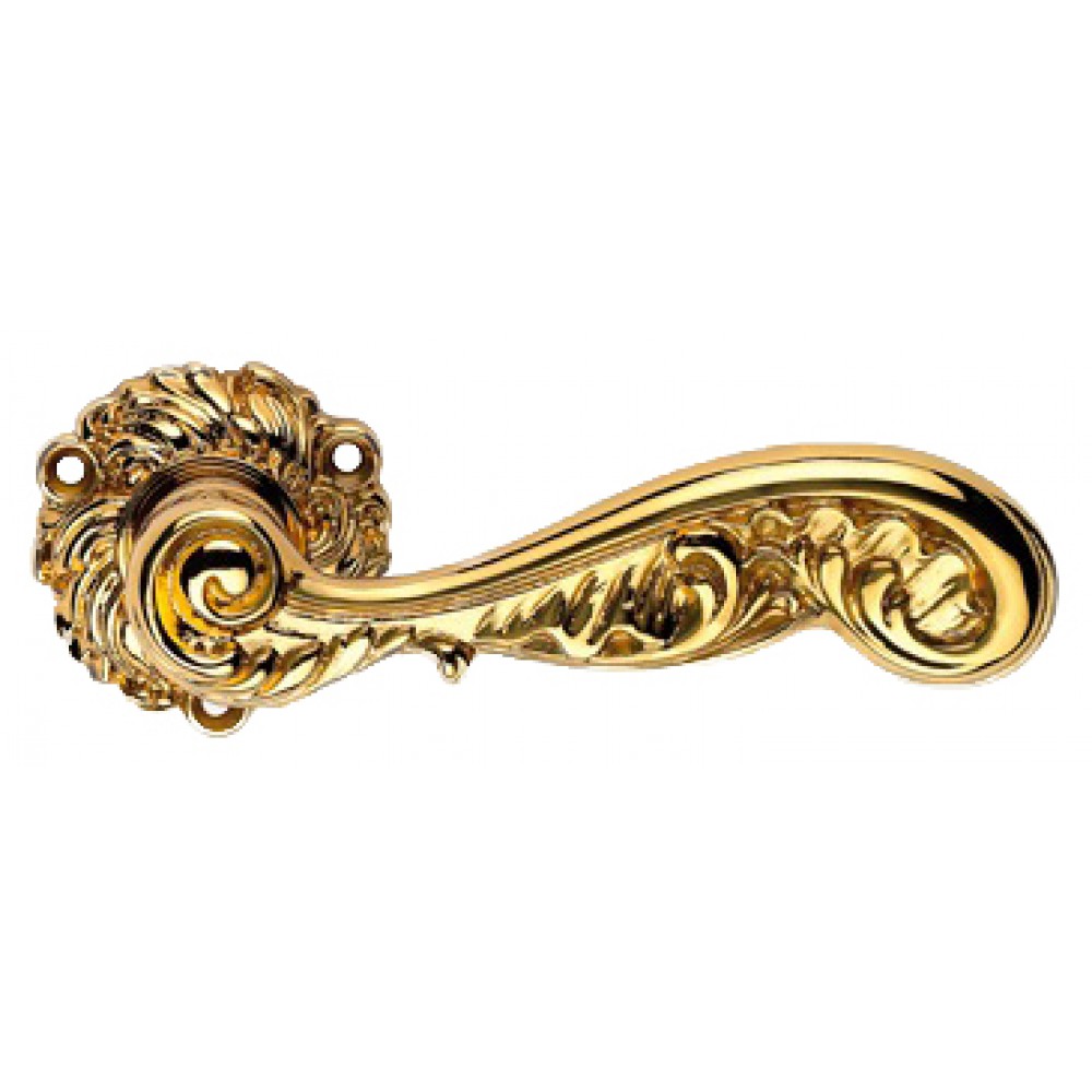 Rococò Plaqué Or Poignée de Porte sur Rosette Linea Calì Vintage