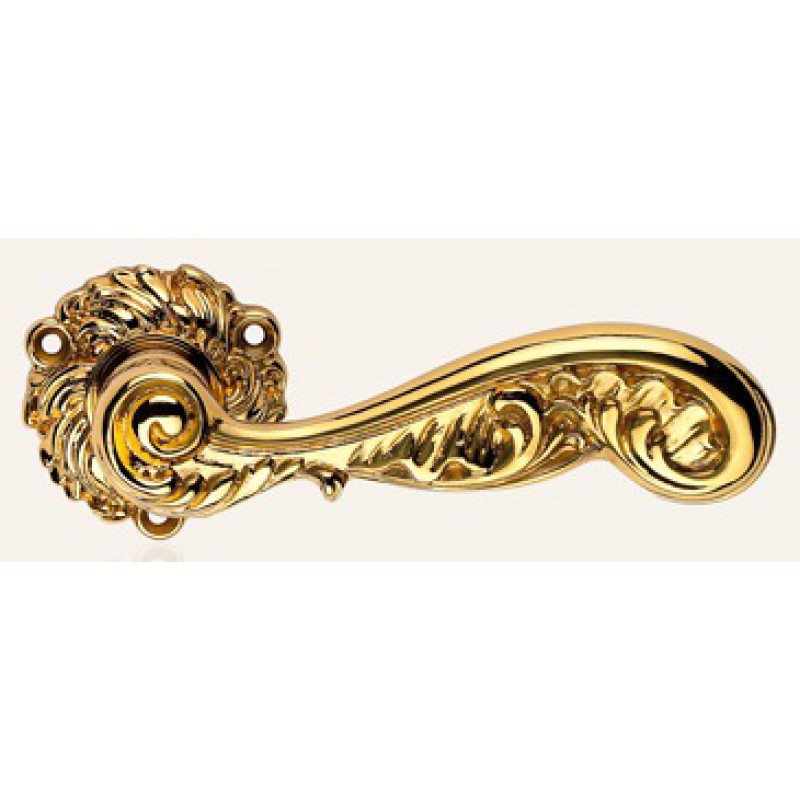 Rococò Plaqué Or Poignée de Porte sur Rosette Linea Calì Vintage