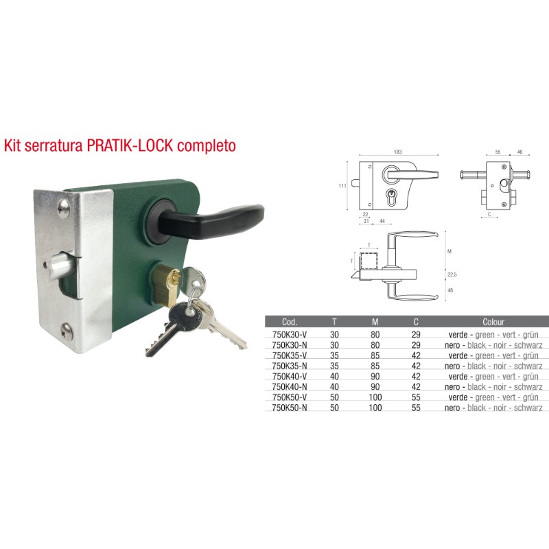 Serrure de Portail Pratik-Lock Manuelle Complet Kit