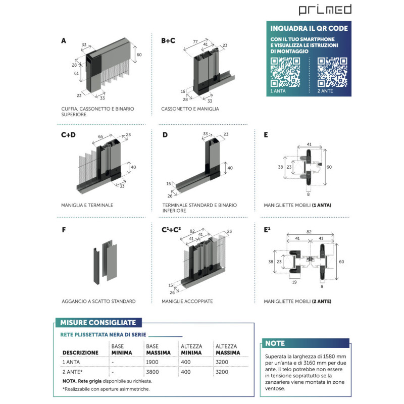 Smart Primed Moustiquaire Plissée en Aluminium à Ouverture Latérale